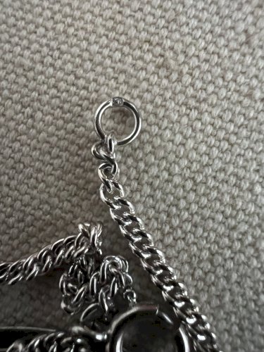 Important Collier Pendentif Ancien Vintage Argent Chine Jaspe Unisexe