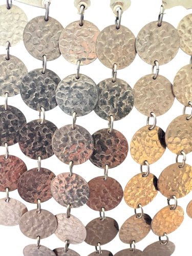 Important Collier Plastron doré vintage Vers 1970 multiple Pampilles Martelées