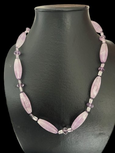 Important Collier  vintage perles Minéral Améthyste et Perles  Cristal de roche