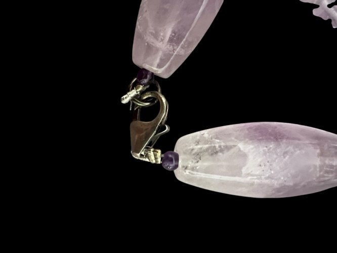 Important Collier  vintage perles Minéral Améthyste et Perles  Cristal de roche