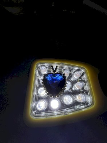 Important pendentif Strass cœur Imitation Saphir serti Cristal Style Swarovski