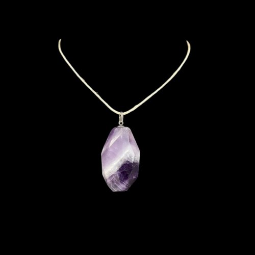 Important pendentif vrai améthyste biseauté argent vintage poids 30,84 g Unisexe