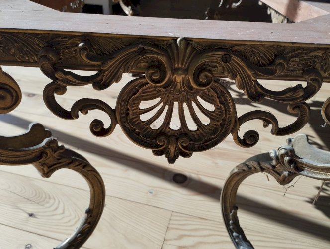 Important piètement de table basse Napoléon III en laiton – fin XIXe siècle