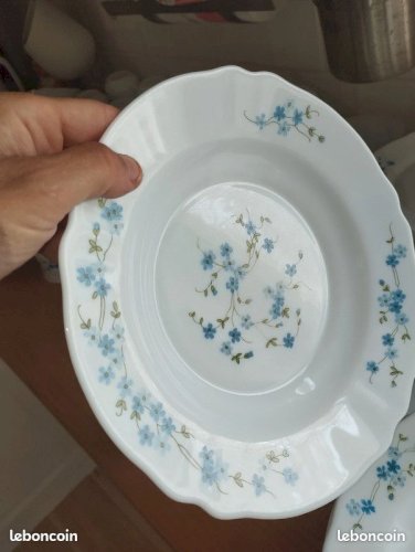 Important service Arcopal Myosotis / Veronica – Lot complet indissociable – État exceptionnel