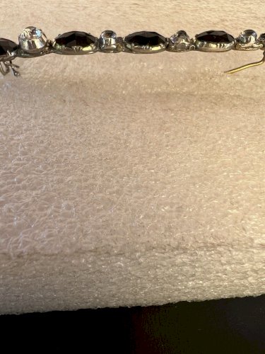 Importante Ancienne Broche Barette Pierres Du Rhin Sertie Argent Xixe Siècle