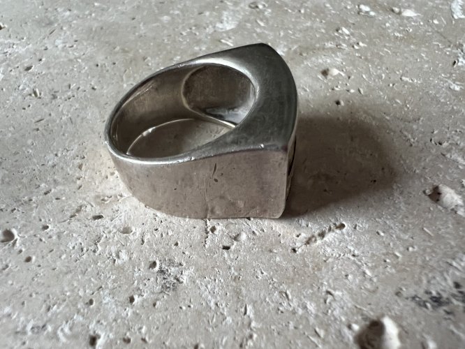 importante bague en argent massif style Tank, Pierres Fines Poinçonné Vintage