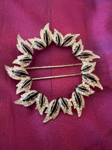 Importante boucle de ceinture soleil vintage couture émail Strass 1970/1980