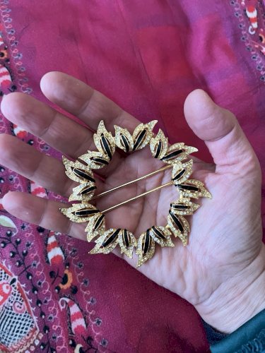 Importante boucle de ceinture soleil vintage couture émail Strass 1970/1980