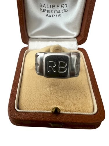 Importante chevalière avec initiale " RB" Vintage ancien époque art déco 1925