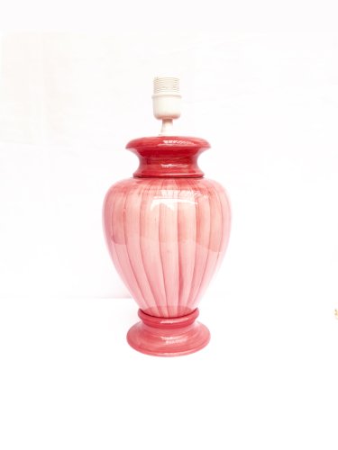 Imposant pied de lampe faïence artisanal