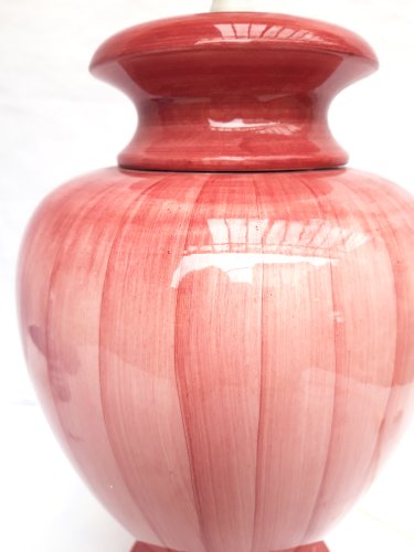 Imposant pied de lampe faïence artisanal