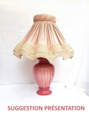 Imposant pied de lampe faïence artisanal