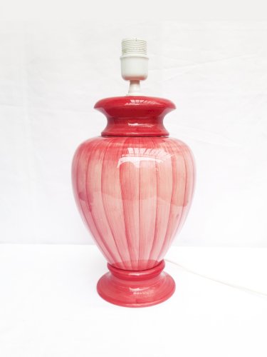 Imposant pied de lampe faïence artisanal