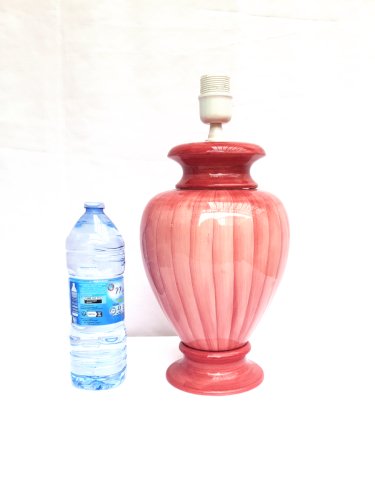 Imposant pied de lampe faïence artisanal