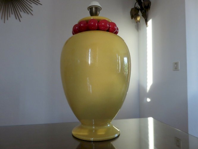 IMPOSANTE LAMPE EN CERAMIQUE CRAQUELEE  KOSTKA  FRANCE ANNEES 80 VINTAGE