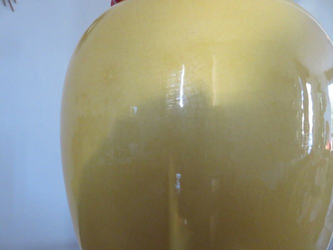 IMPOSANTE LAMPE EN CERAMIQUE CRAQUELEE  KOSTKA  FRANCE ANNEES 80 VINTAGE