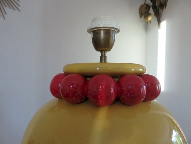 IMPOSANTE LAMPE EN CERAMIQUE CRAQUELEE  KOSTKA  FRANCE ANNEES 80 VINTAGE