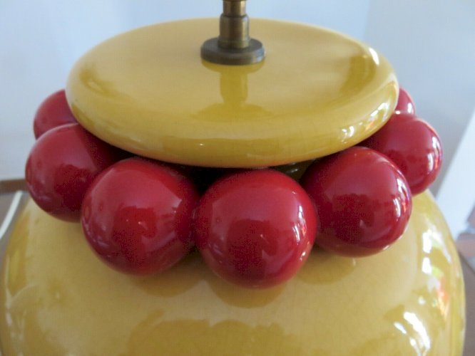 IMPOSANTE LAMPE EN CERAMIQUE CRAQUELEE  KOSTKA  FRANCE ANNEES 80 VINTAGE
