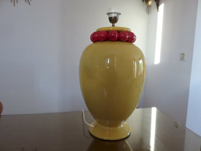 IMPOSANTE LAMPE EN CERAMIQUE CRAQUELEE  KOSTKA  FRANCE ANNEES 80 VINTAGE