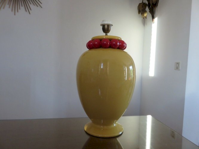 IMPOSANTE LAMPE EN CERAMIQUE CRAQUELEE  KOSTKA  FRANCE ANNEES 80 VINTAGE