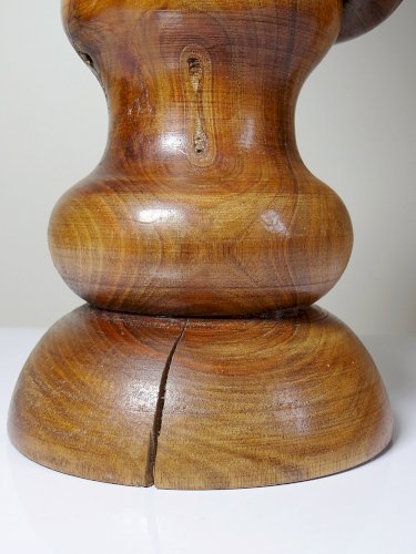 Imposante lampe style scandinave vintage designe bois tourné sculpté avec anneau