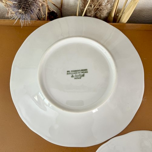 Intemporel - Lot n° 13 - 4 assiettes à gâteau California - 19 cm - Deshoulières - Limoges