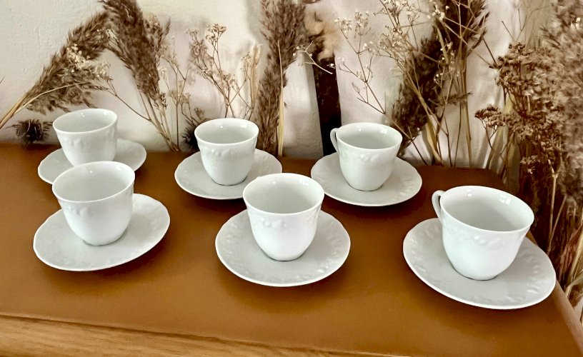 Intemporel - Lot n° 30 - 6 Tasses à café / soucoupes California - Deshoulières - Limoges