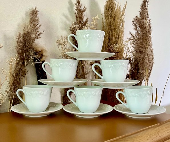 Intemporel - Lot n° 30 - 6 Tasses à café / soucoupes California - Deshoulières - Limoges