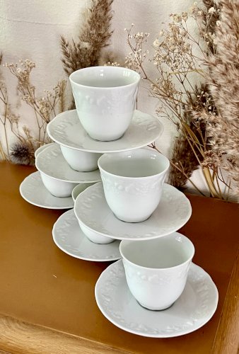 Intemporel - Lot n° 30 - 6 Tasses à café / soucoupes California - Deshoulières - Limoges