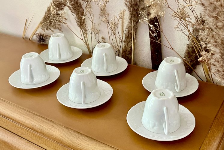 Intemporel - Lot n° 30 - 6 Tasses à café / soucoupes California - Deshoulières - Limoges