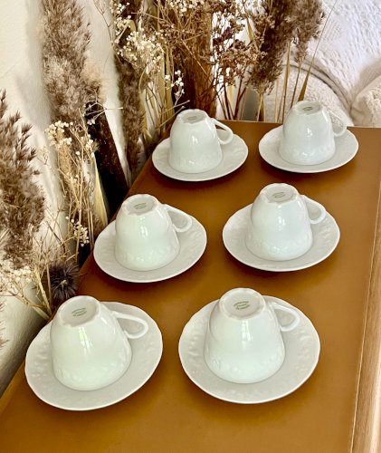 Intemporel - Lot n° 30 - 6 Tasses à café / soucoupes California - Deshoulières - Limoges
