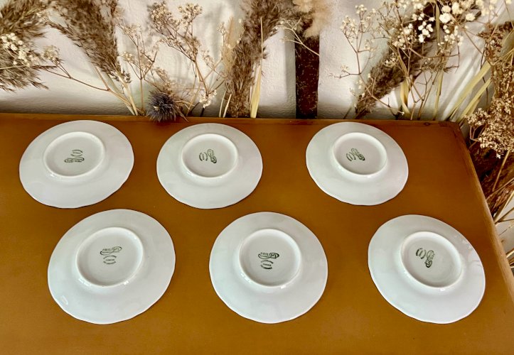 Intemporel - Lot n° 30 - 6 Tasses à café / soucoupes California - Deshoulières - Limoges