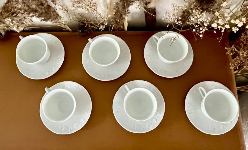 Intemporel - Lot n° 30 - 6 Tasses à café / soucoupes California - Deshoulières - Limoges