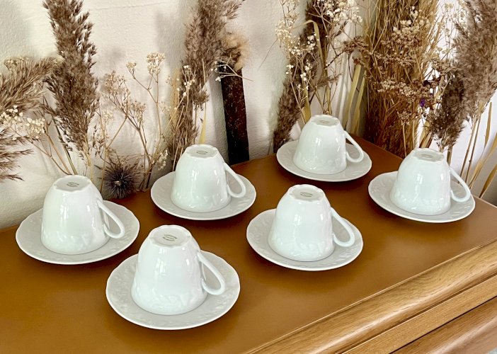 Intemporel - Lot n° 30 - 6 Tasses à café / soucoupes California - Deshoulières - Limoges