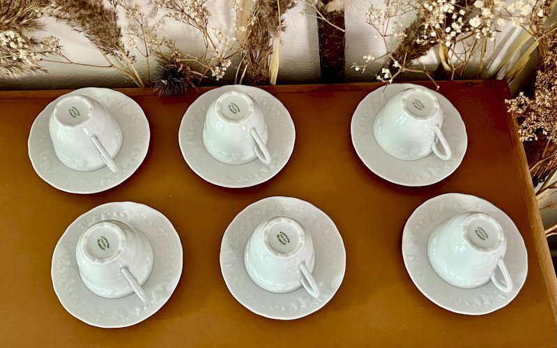 Intemporel - Lot n° 30 - 6 Tasses à café / soucoupes California - Deshoulières - Limoges
