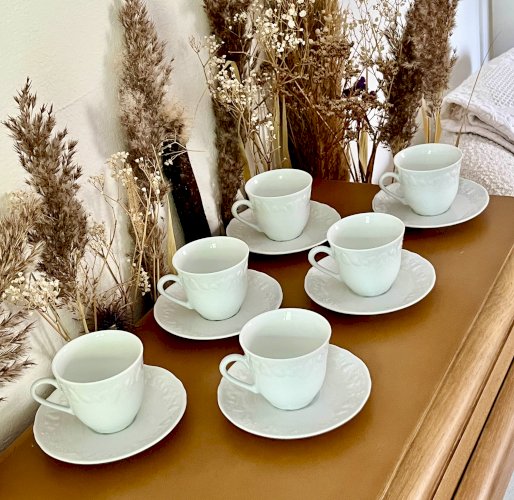 Intemporel - Lot n° 30 - 6 Tasses à café / soucoupes California - Deshoulières - Limoges