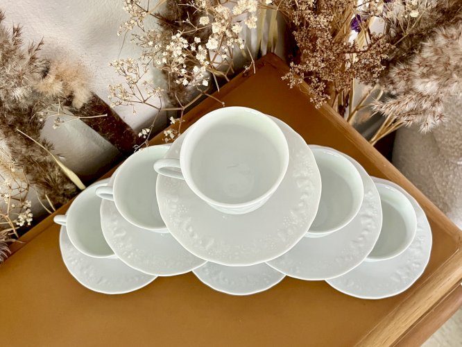Intemporel - Lot n° 30 - 6 Tasses à café / soucoupes California - Deshoulières - Limoges