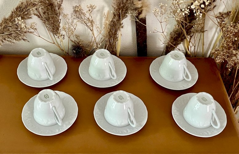 Intemporel - Lot n° 30 - 6 Tasses à café / soucoupes California - Deshoulières - Limoges