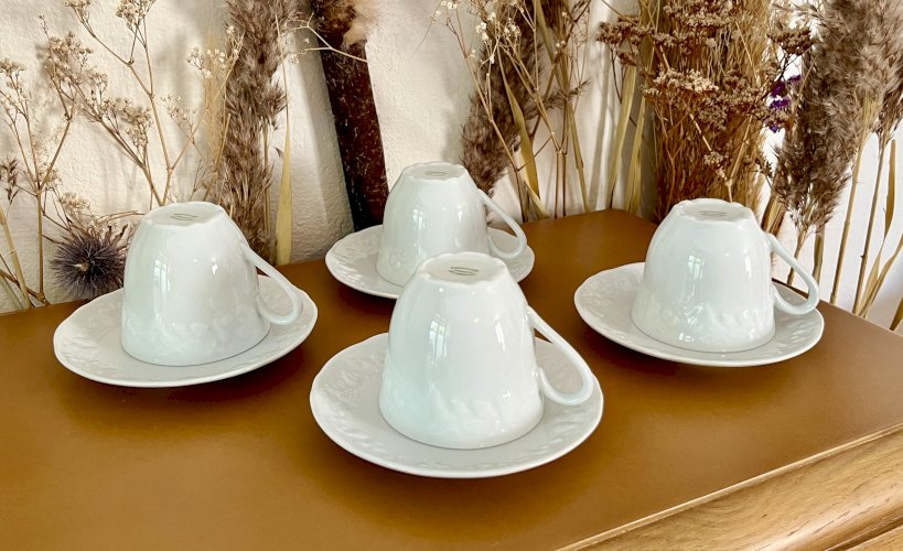 Intemporel - Lot n° 31 - 4 Tasses à café / soucoupes California - Deshoulières - Limoges