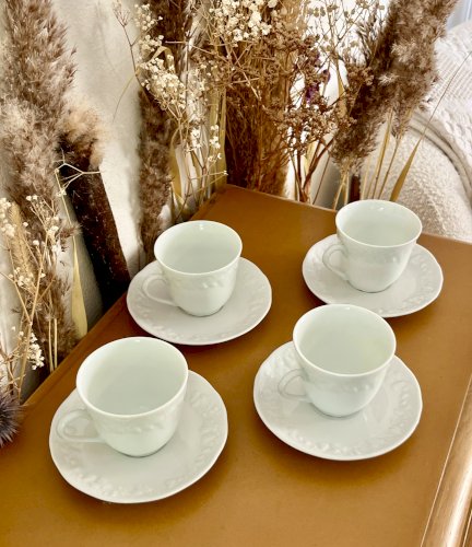 Intemporel - Lot n° 31 - 4 Tasses à café / soucoupes California - Deshoulières - Limoges