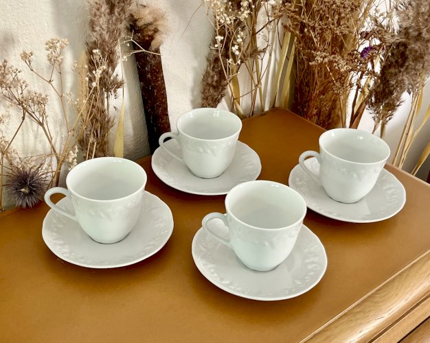 Intemporel - Lot n° 31 - 4 Tasses à café / soucoupes California - Deshoulières - Limoges