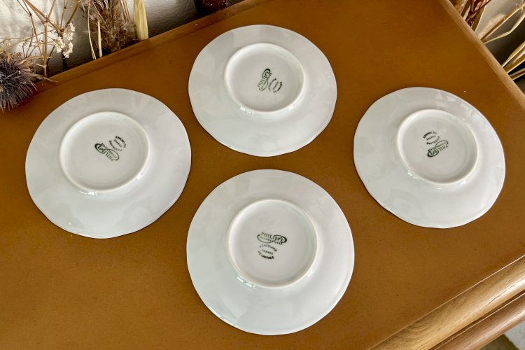 Intemporel - Lot n° 31 - 4 Tasses à café / soucoupes California - Deshoulières - Limoges