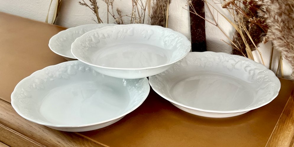 Intemporel - Lot n° 7 - 4 assiettes calottes California - Agrigel - Deshoulières - Limoges 