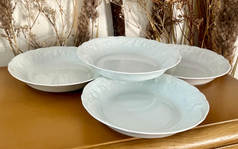 Intemporel - Lot n° 7 - 4 assiettes calottes California - Agrigel - Deshoulières - Limoges 