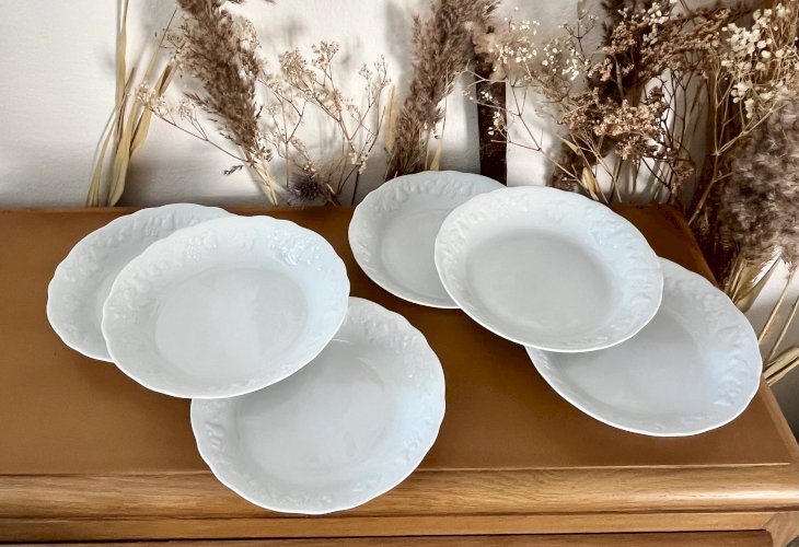 Intemporel - Lot n° 8 - 6 assiettes calottes California - Agrigel - Deshoulières - Limoges