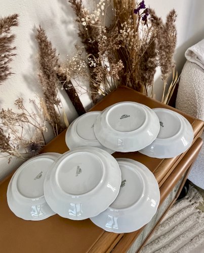 Intemporel - Lot n° 8 - 6 assiettes calottes California - Agrigel - Deshoulières - Limoges