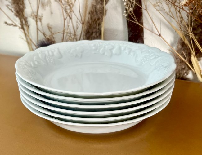 Intemporel - Lot n° 8 - 6 assiettes calottes California - Agrigel - Deshoulières - Limoges
