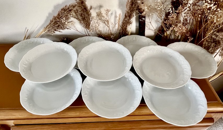 Intemporel - Lot n° 9 - 10 assiettes calottes California - 19 cm - Deshoulières - Limoges