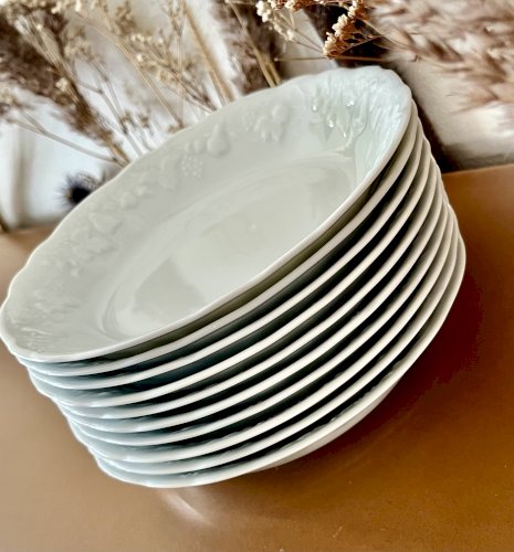 Intemporel - Lot n° 9 - 10 assiettes calottes California - 19 cm - Deshoulières - Limoges
