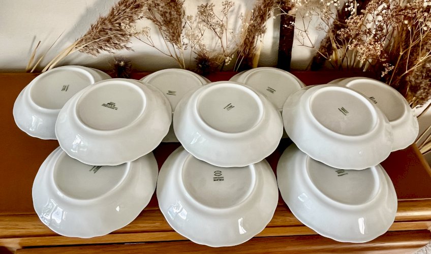 Intemporel - Lot n° 9 - 10 assiettes calottes California - 19 cm - Deshoulières - Limoges